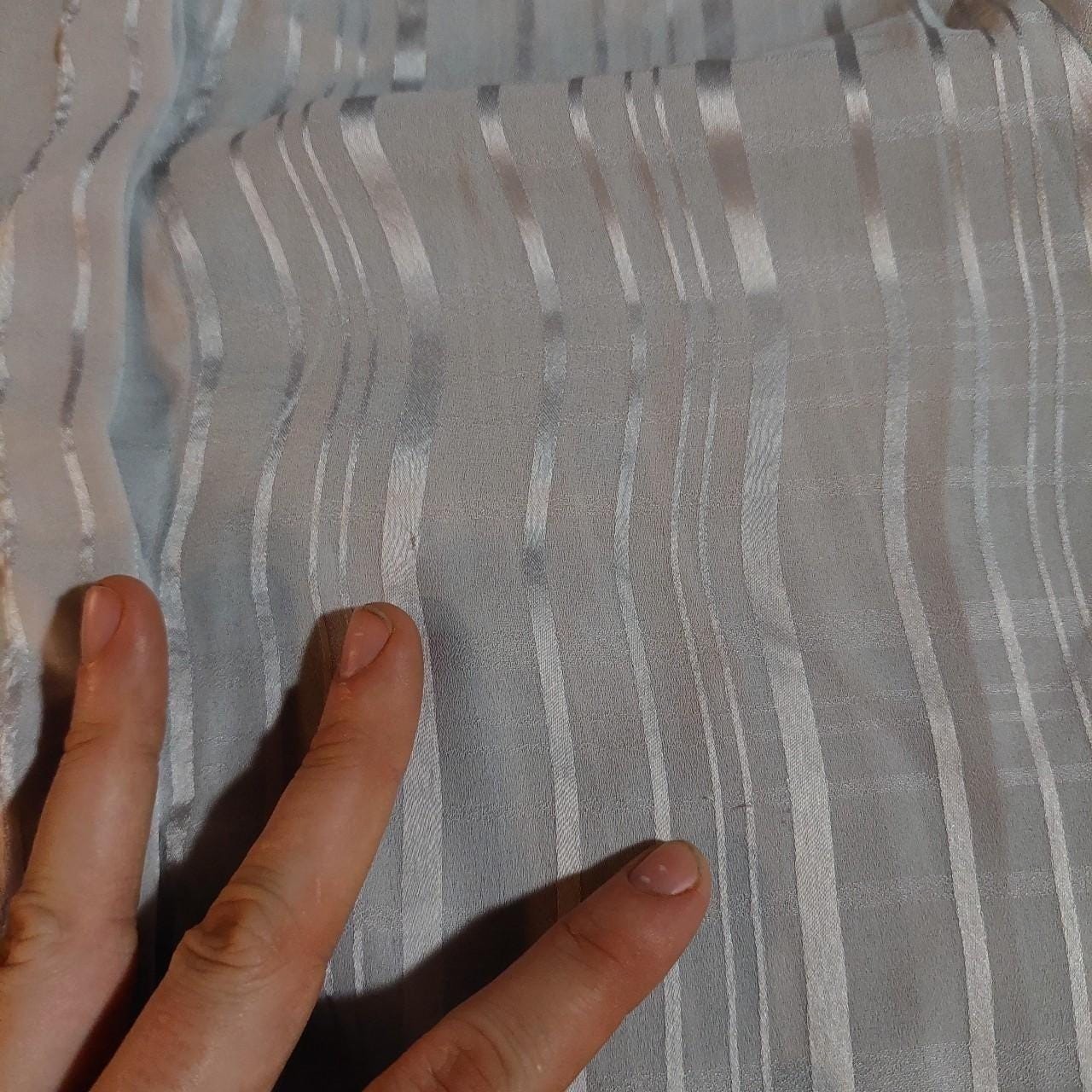 Vintage silver striped button up with ruffle collar.