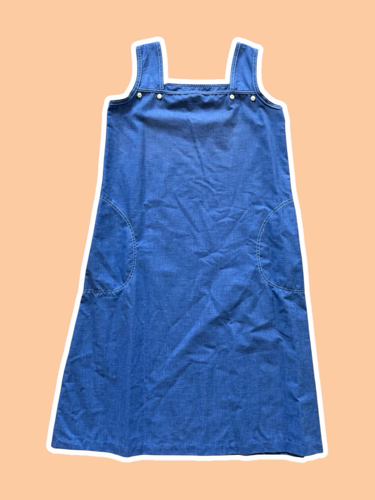 VTG ~ 1970s ~ NPC Fashions ~ Chambray Blue Pinafore Jumper Dress ~ Size M