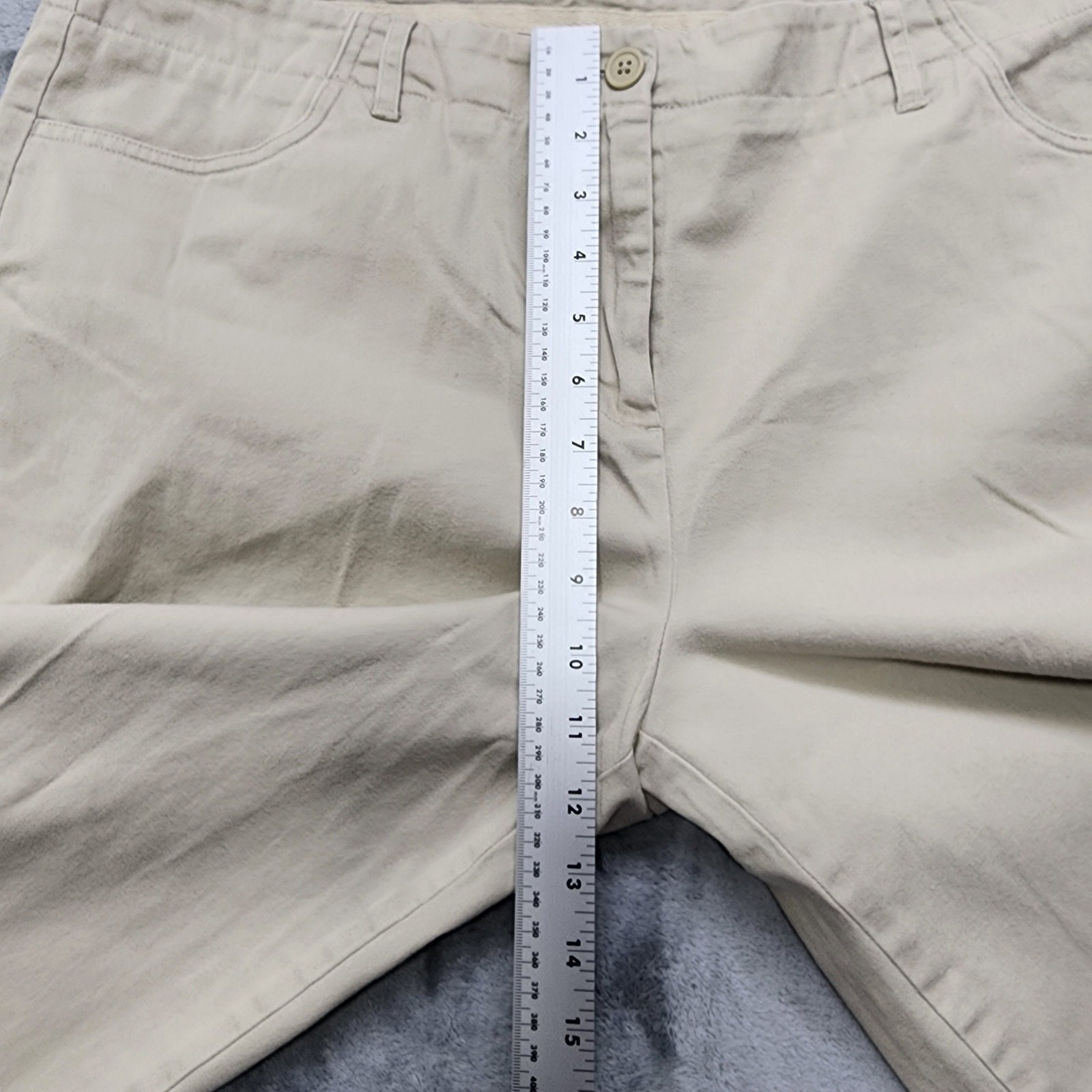 Vintage 90s Basic Editions Shorts Womens 14 Tan Khaki Stretch Cotton Slim Chino
