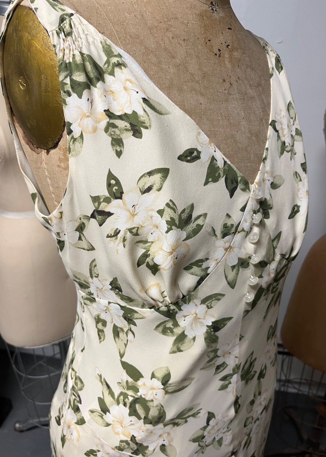 Vintage J Peterman 1930s Style Lady Day Silk Georgette Dress Size 10 Bust 38