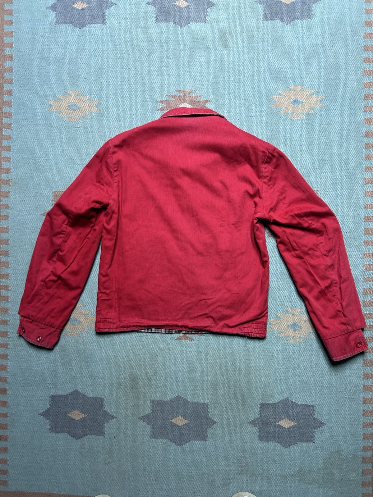 Vintage 50s reversible Ricky jacket plaid red black cotton gabardine women’s L