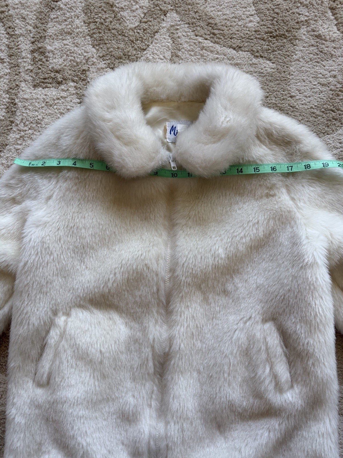 Vintage Faux Fur White Jacket, Millicent’s, Sz XS/S, 1950s