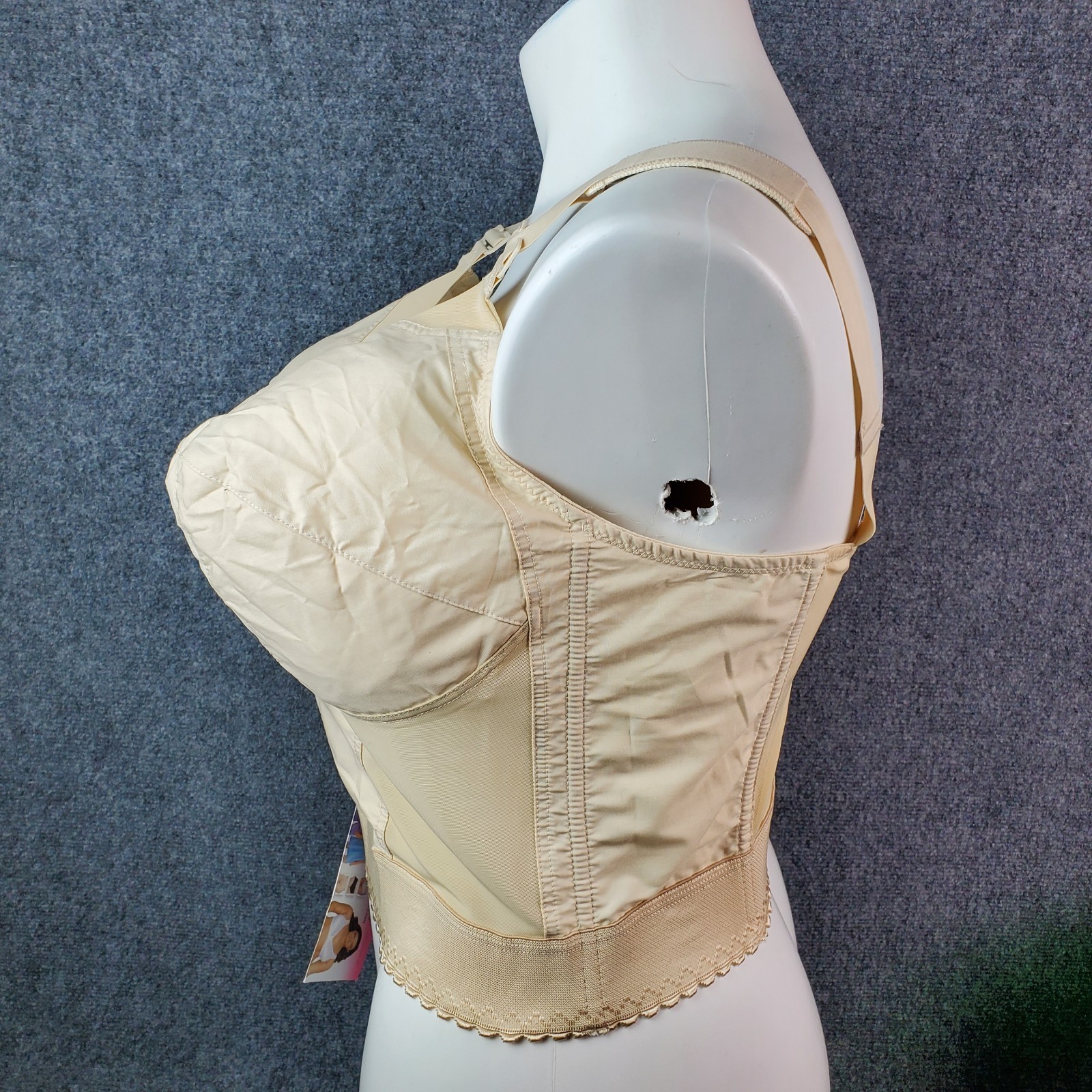 VTG Long Line Bullet Bra Corset Bustier Cincher Shaper 40DD Pin Up Lingerie