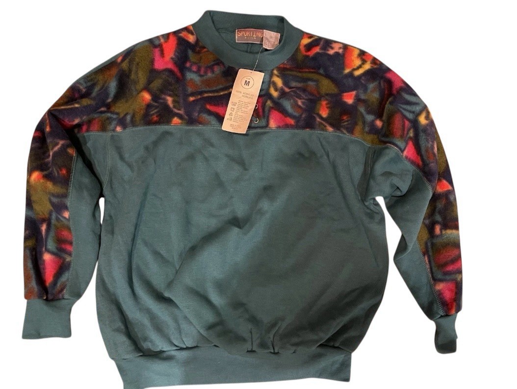 Vintage NWT 80s 90s Women&rsquo;s Pullover Fleece Sweater Retro Size M