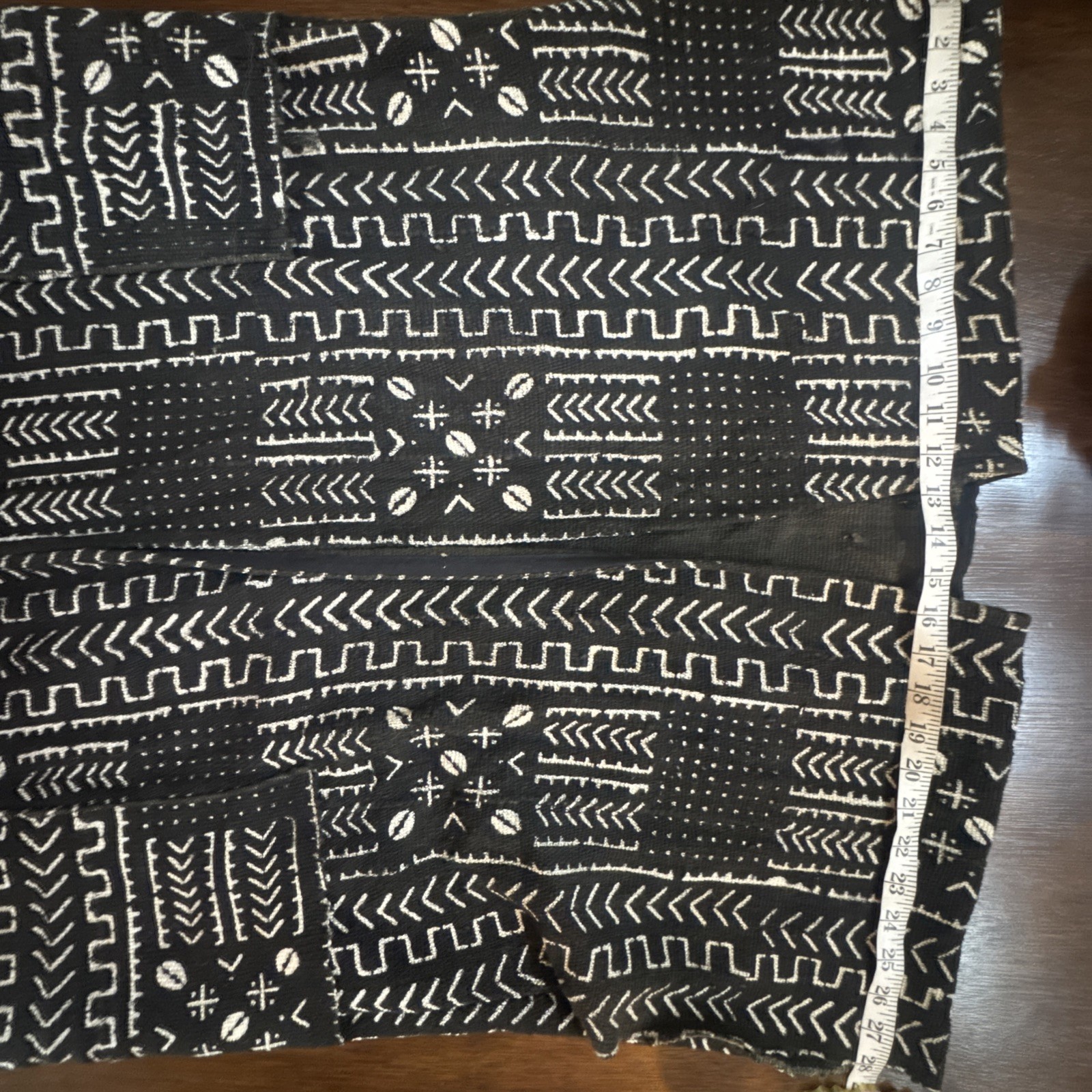 Mud Cloth Vest Kimono Jacket Black & Beige Pockets Sash Unisex Adults Tribal