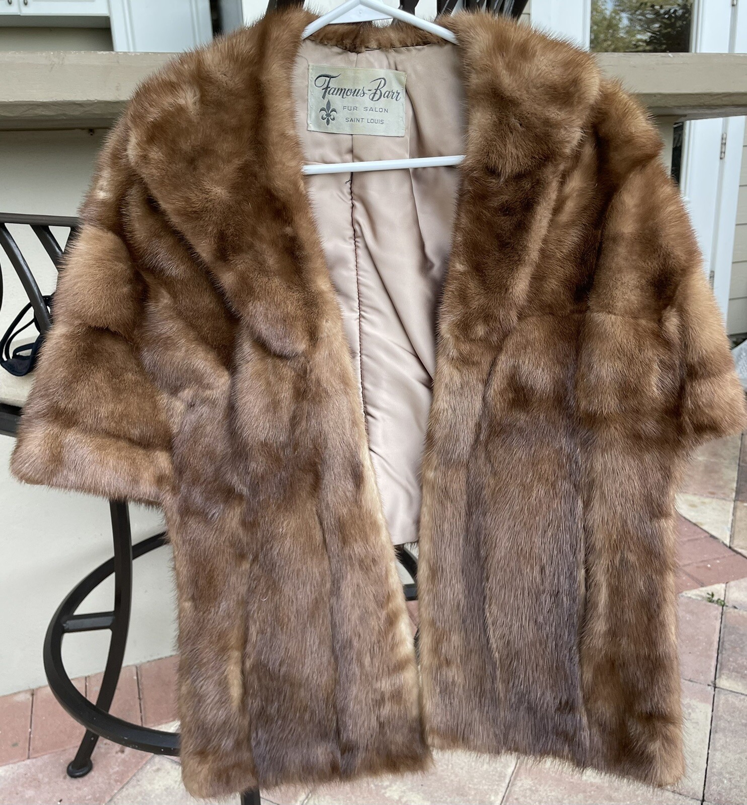 Famous Barr Mink Fur Stole Evening Wrap Cape Satin Lined Vintage
