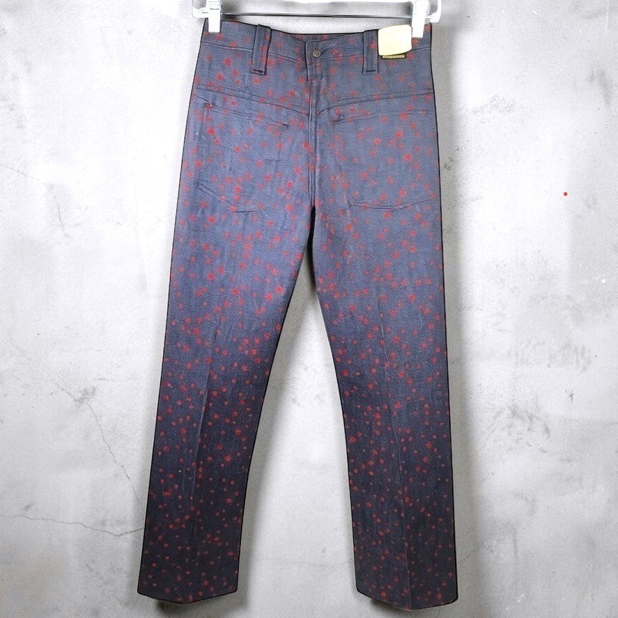 Vtg 1976 Bootleggers Star Print Flare Jeans NWT Deadstock Bicentennial 27 Womans