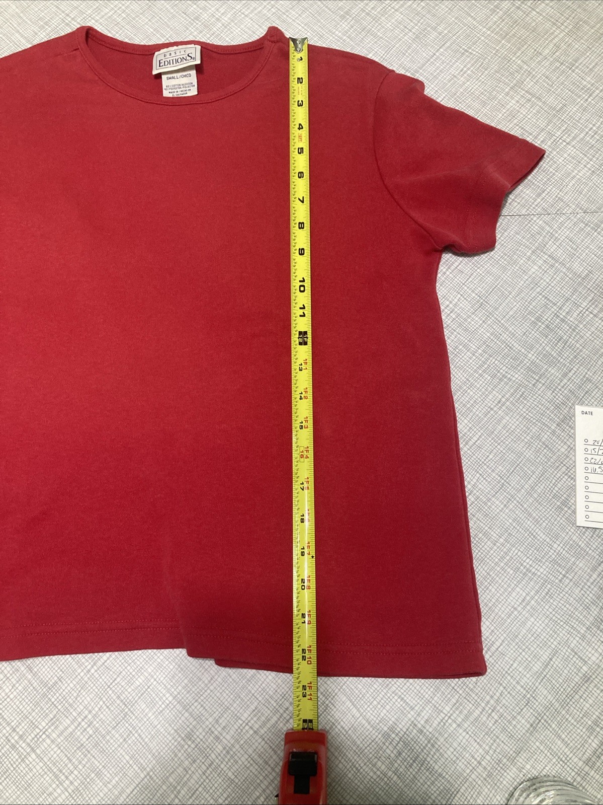 Vtg 90s Y2K Basic Editions Red Blank T Shirt Small Cotton Blend Plain Tee GUC
