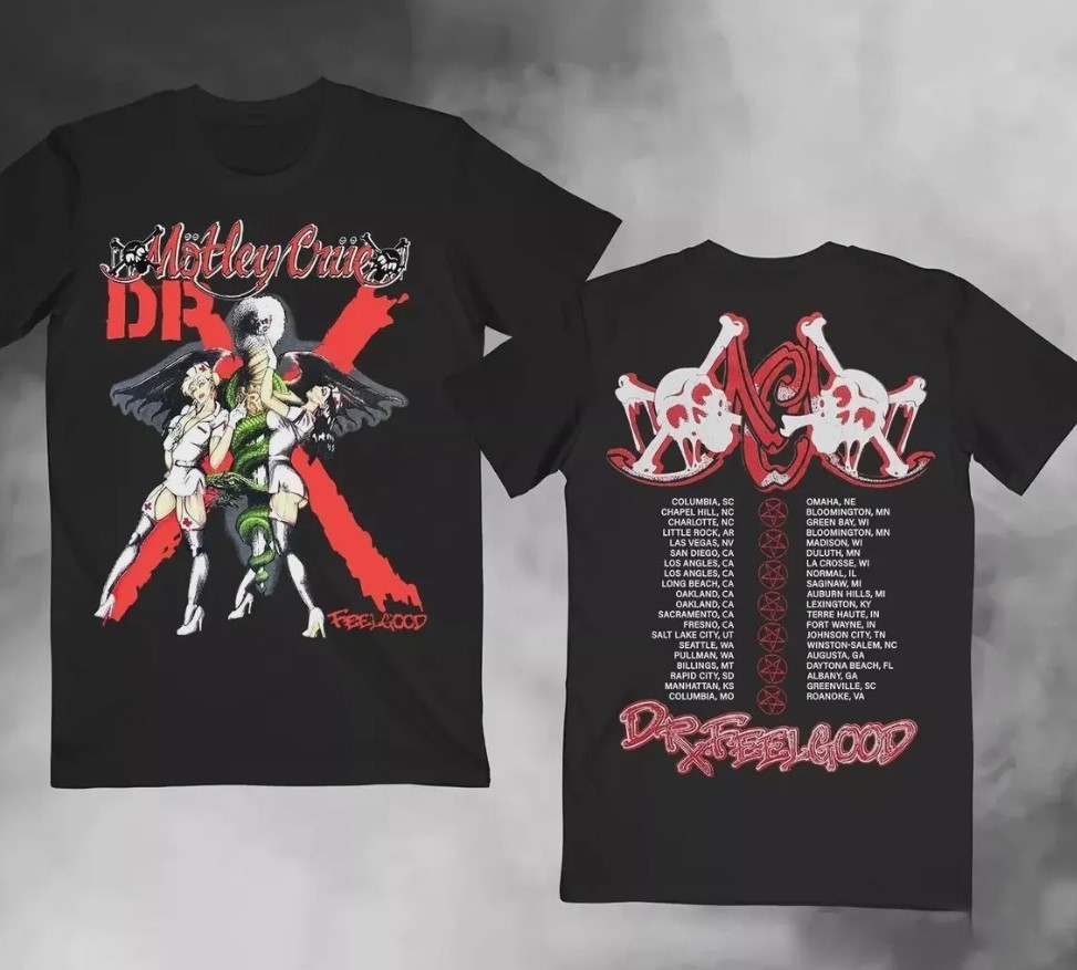 Vintage 80s Motley Crue Dr. Feelgood Concert Tour Metal Rock T-Shirt