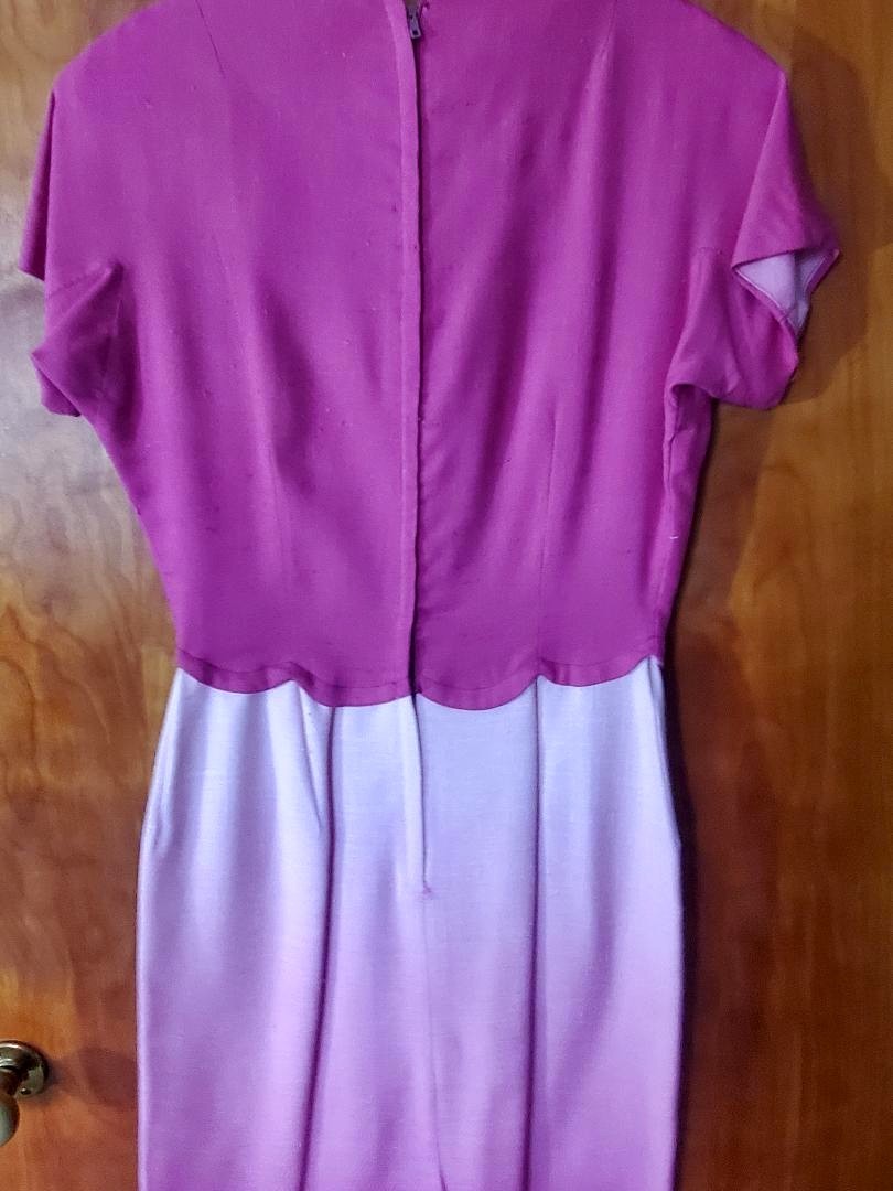 VINTAGE early 1960s special occasion dress, magenta/pink , Sz S, bridesmaid