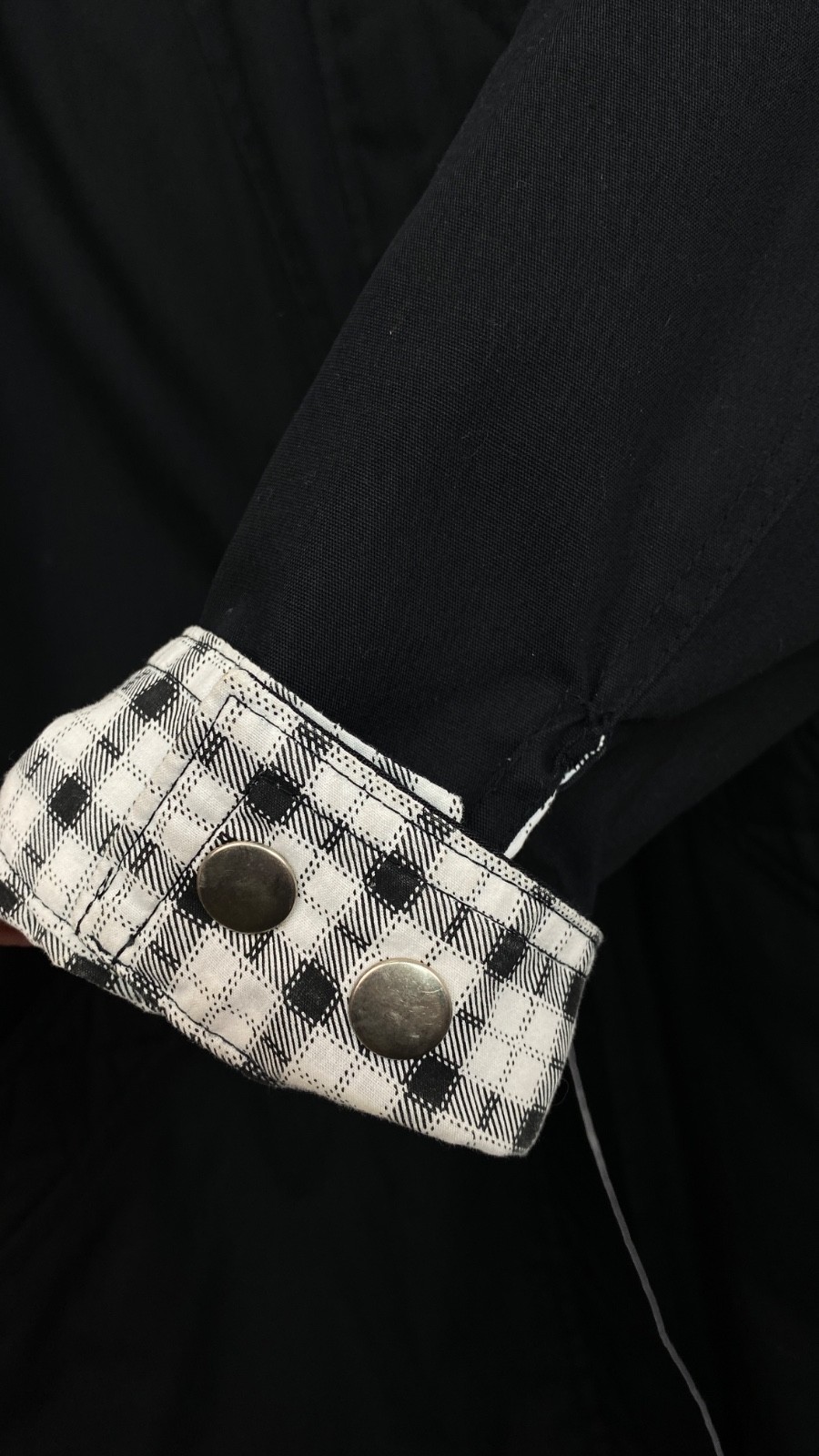 Vintage 1980s black jacket M white plaid NY GIRL shoulder pads cotton blend