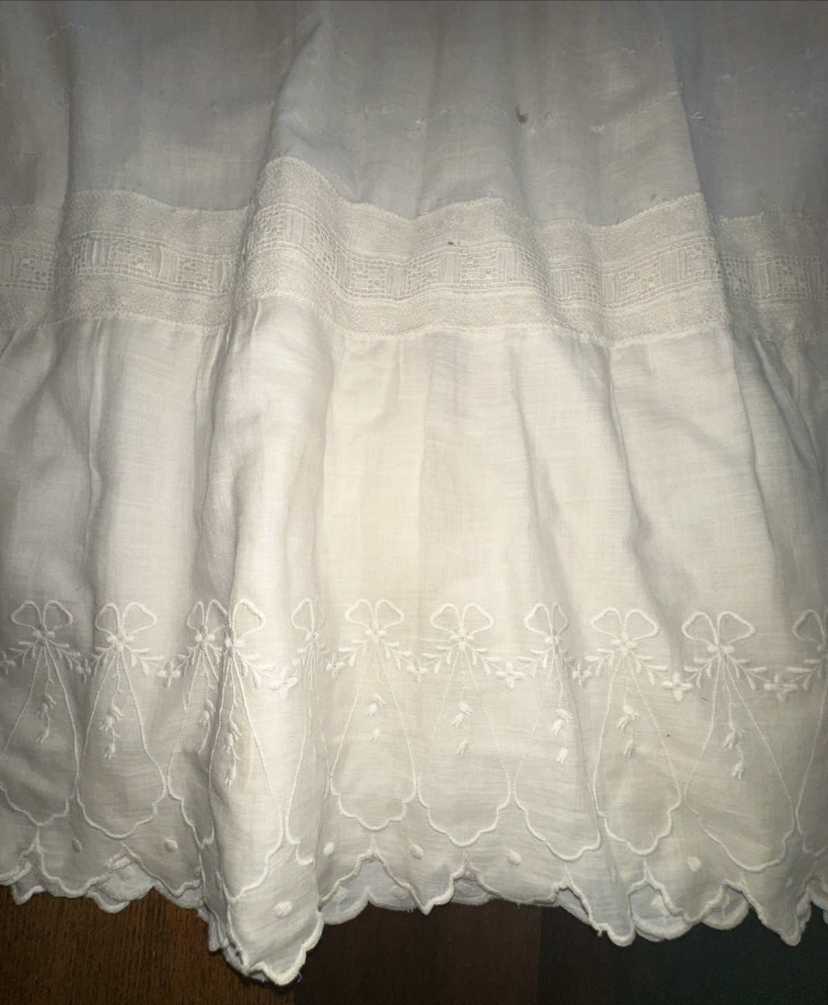 Antique Edwardian Tea Lawn Skirt Top Petticoat Gloves Embroidered Cream Linen