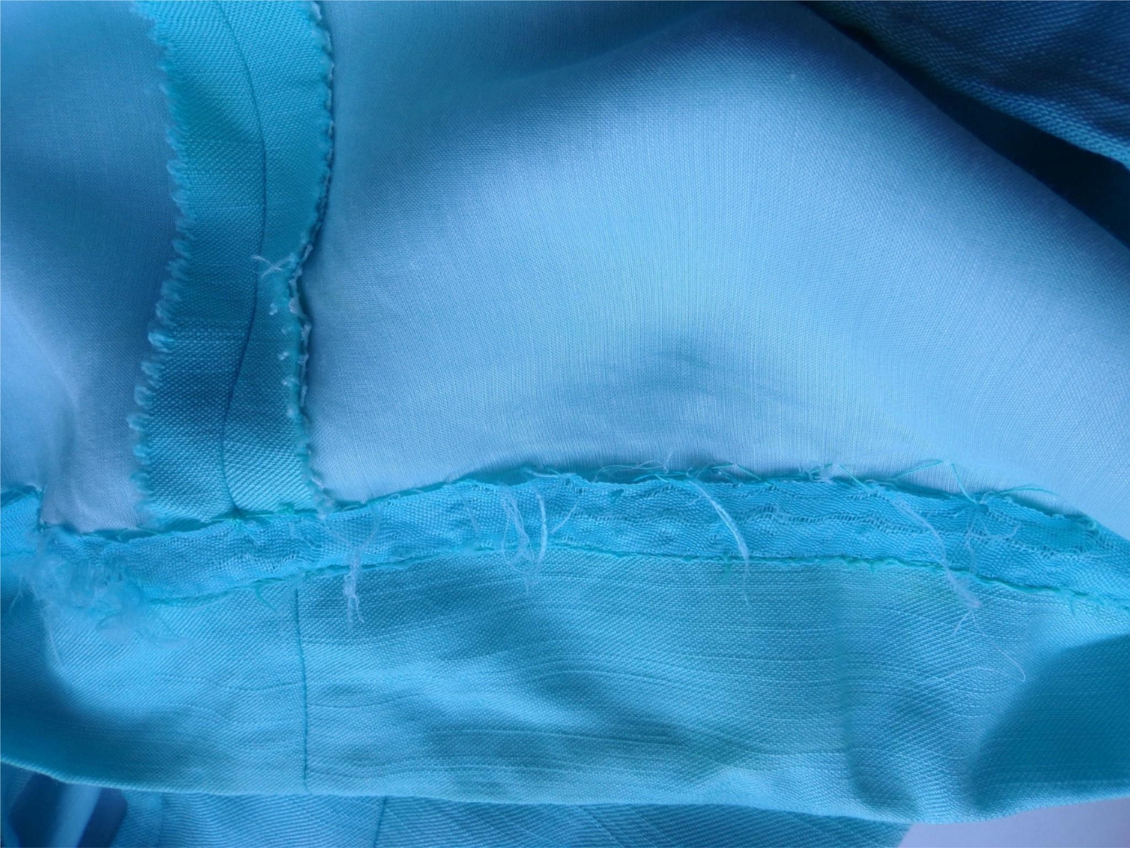 Vintage 60s Aqua Blue Sleeveless Dress Ribbon Art Bodice B34