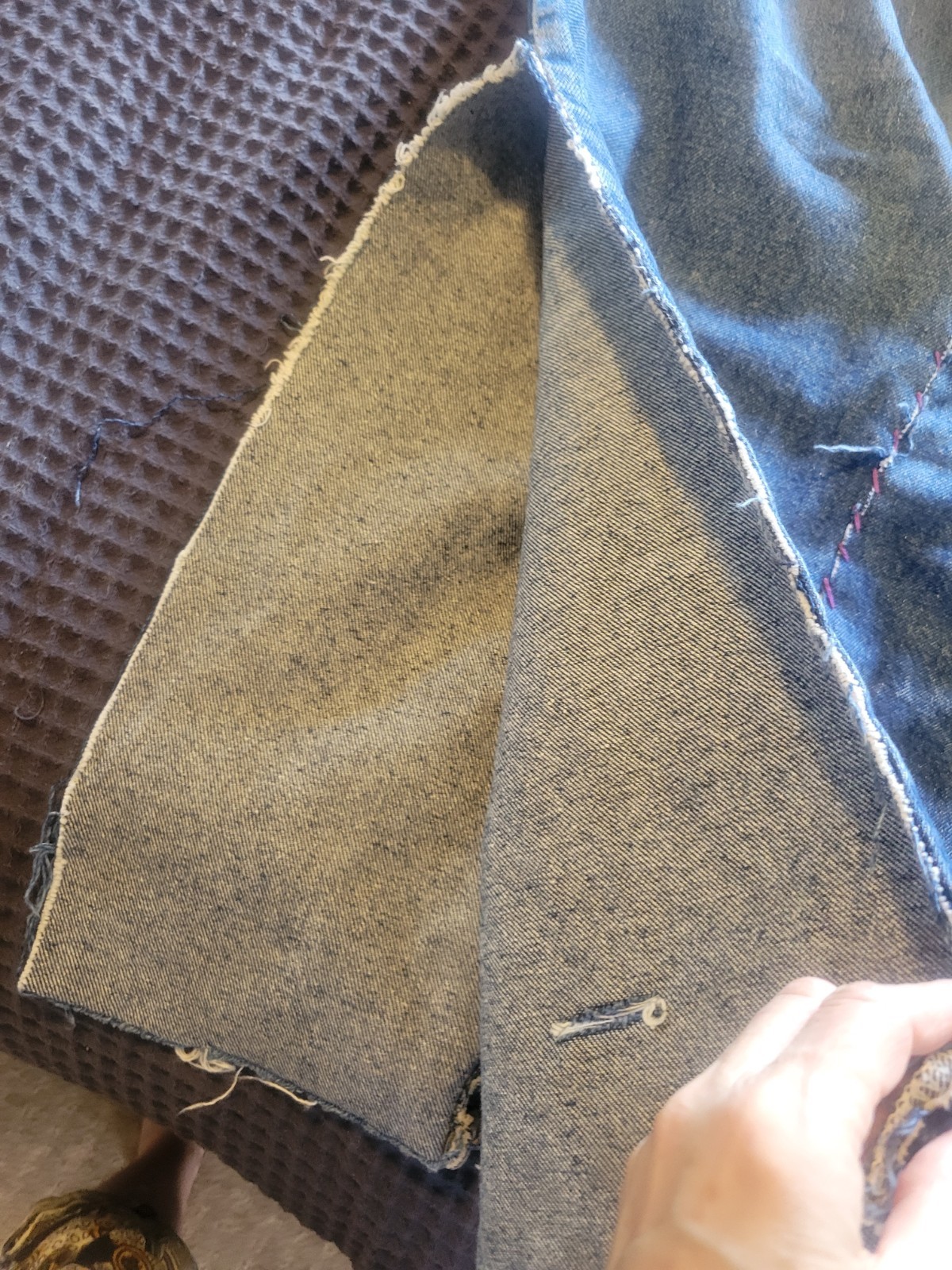 VINTAGE 1970S LEE DENIM HANDMADE MAXI SKIRT WAIST Size 32 USA MADE Hippie Boho