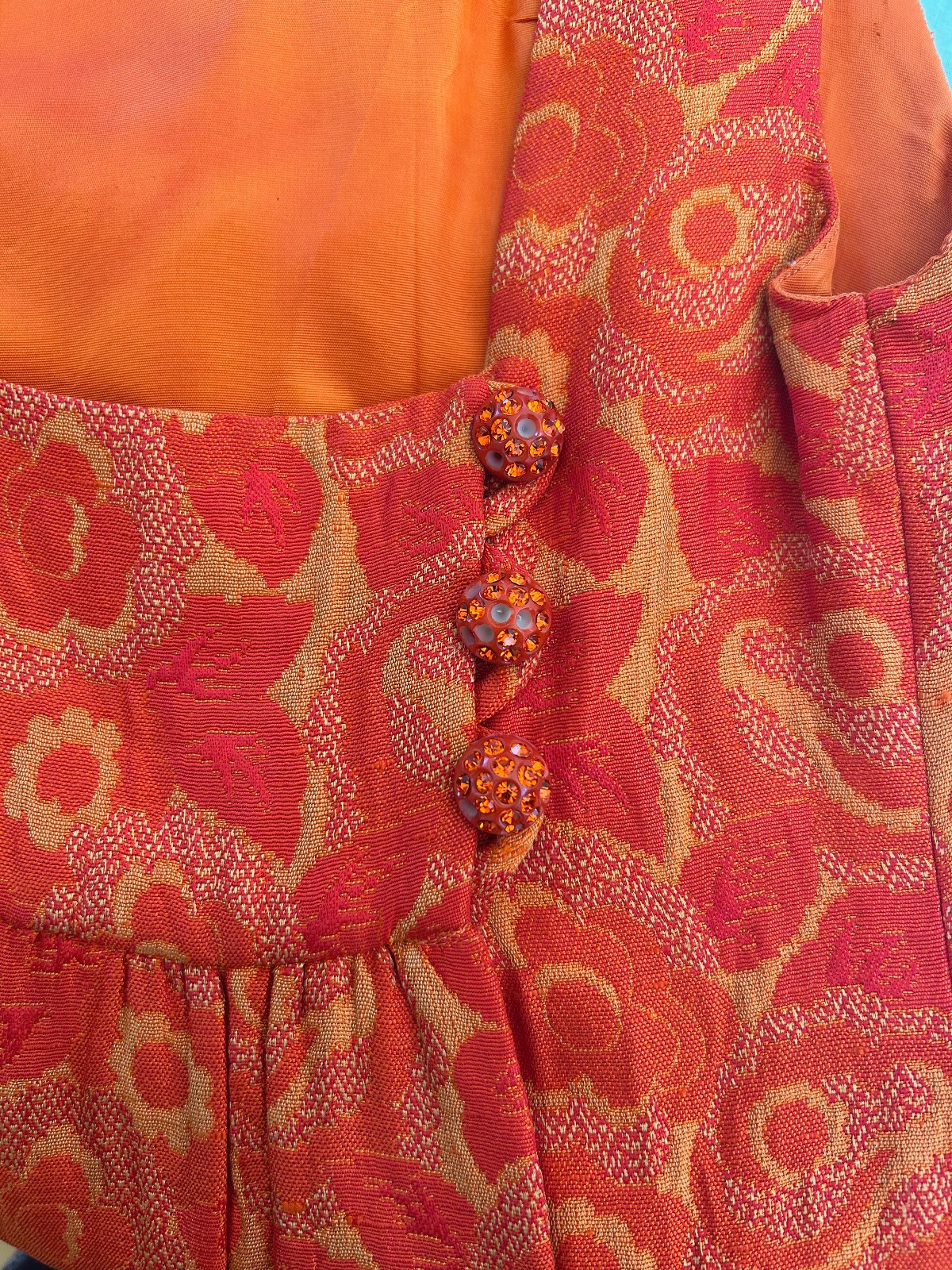 Vintage 1960s Mod Orange Micro Mini Dress Palm Royale 60s 70s sz XXS Teen Sz 14