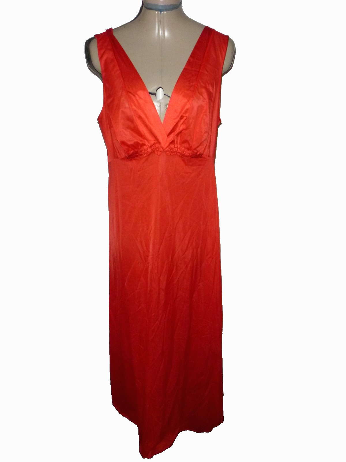 Vtg 60&rsquo;s Vanity Fair Red Full Sweep Nightgown Size 38 Bust