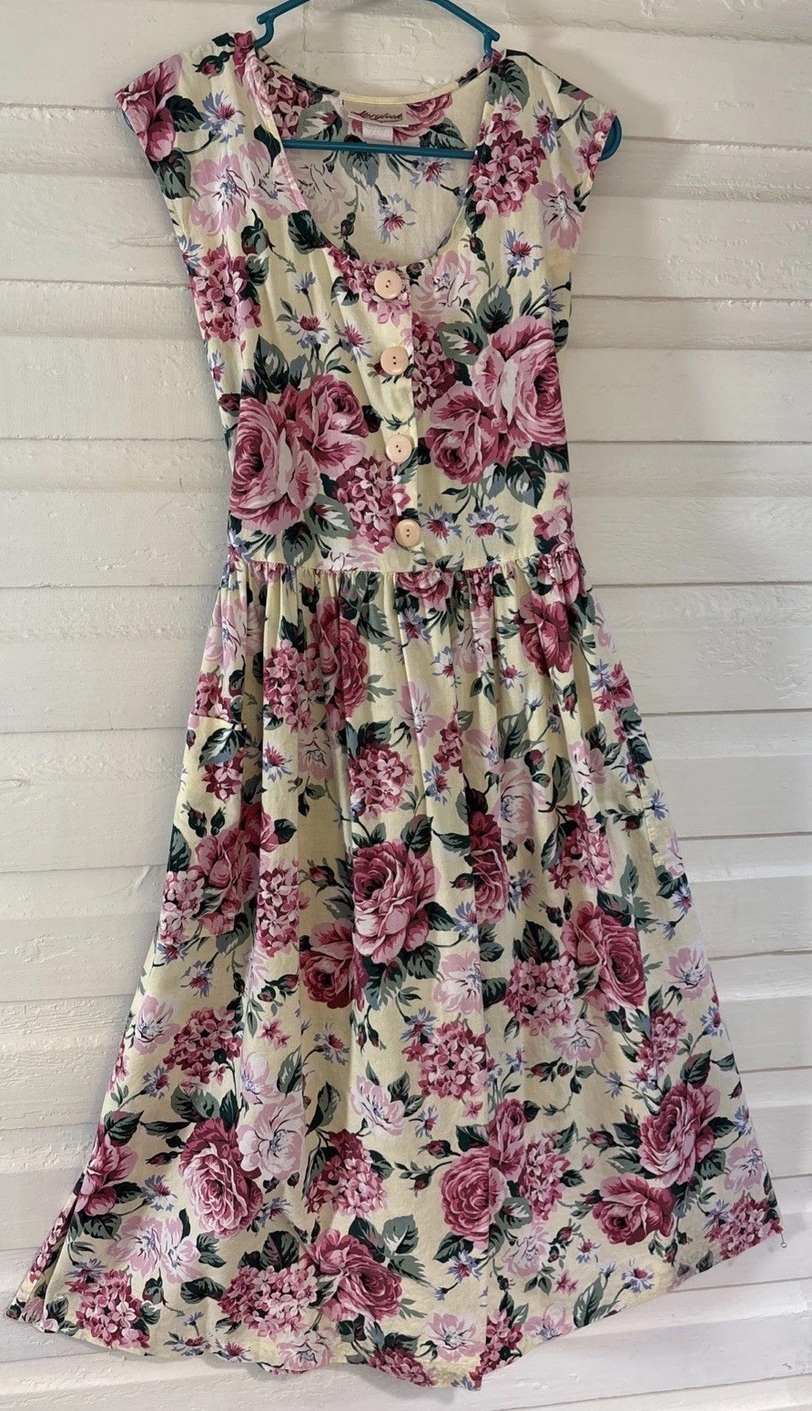Vintage 90’s Women Sz S Storybook Heirloom Sleeveless sundress Pockets tie back