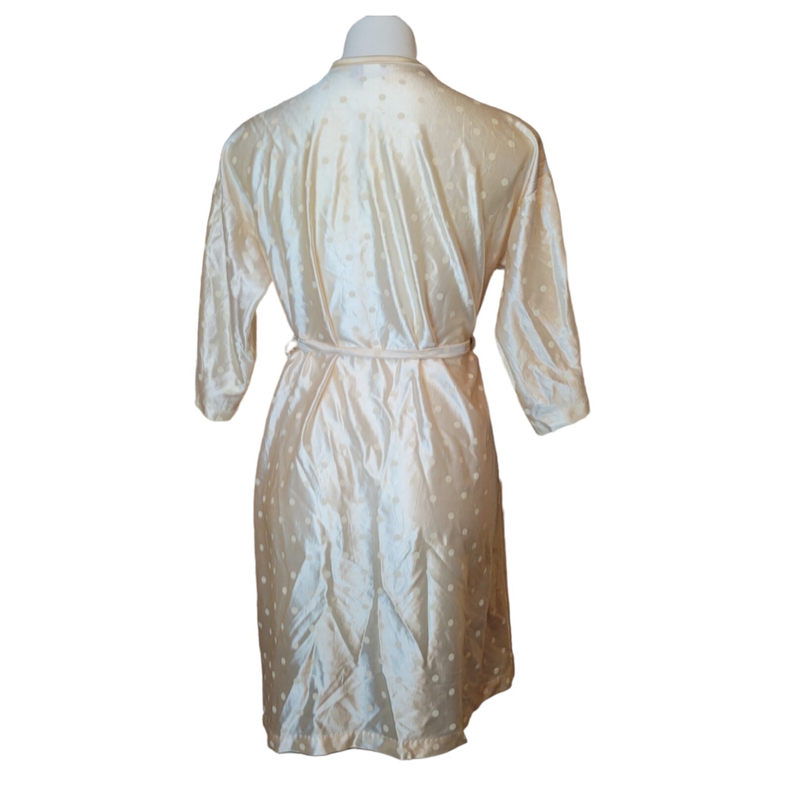 Vintage Reasa Martin Sz Small Light Pink Peach Robe Polka Dots Single Stitch