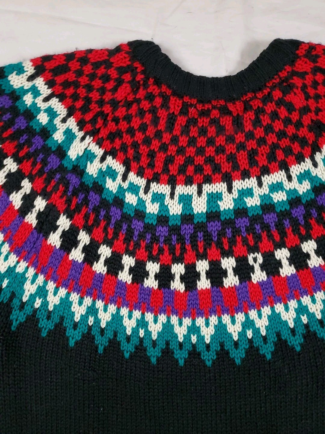 Giorgio Sant Angelo Black Christmas Sweater Grandma Adult M Acrylic Wool 1980s