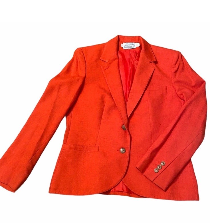 1970’s Vintage The Villager Red Tailored Blazer w Functional Front Pockets Small