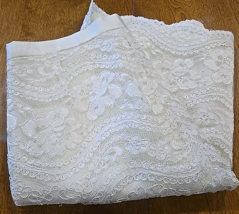 VTG Ivory Lace Evening Pencil Skirt 23&Prime; Scaasi Nights Sexy Secretary Sz 12 EUC