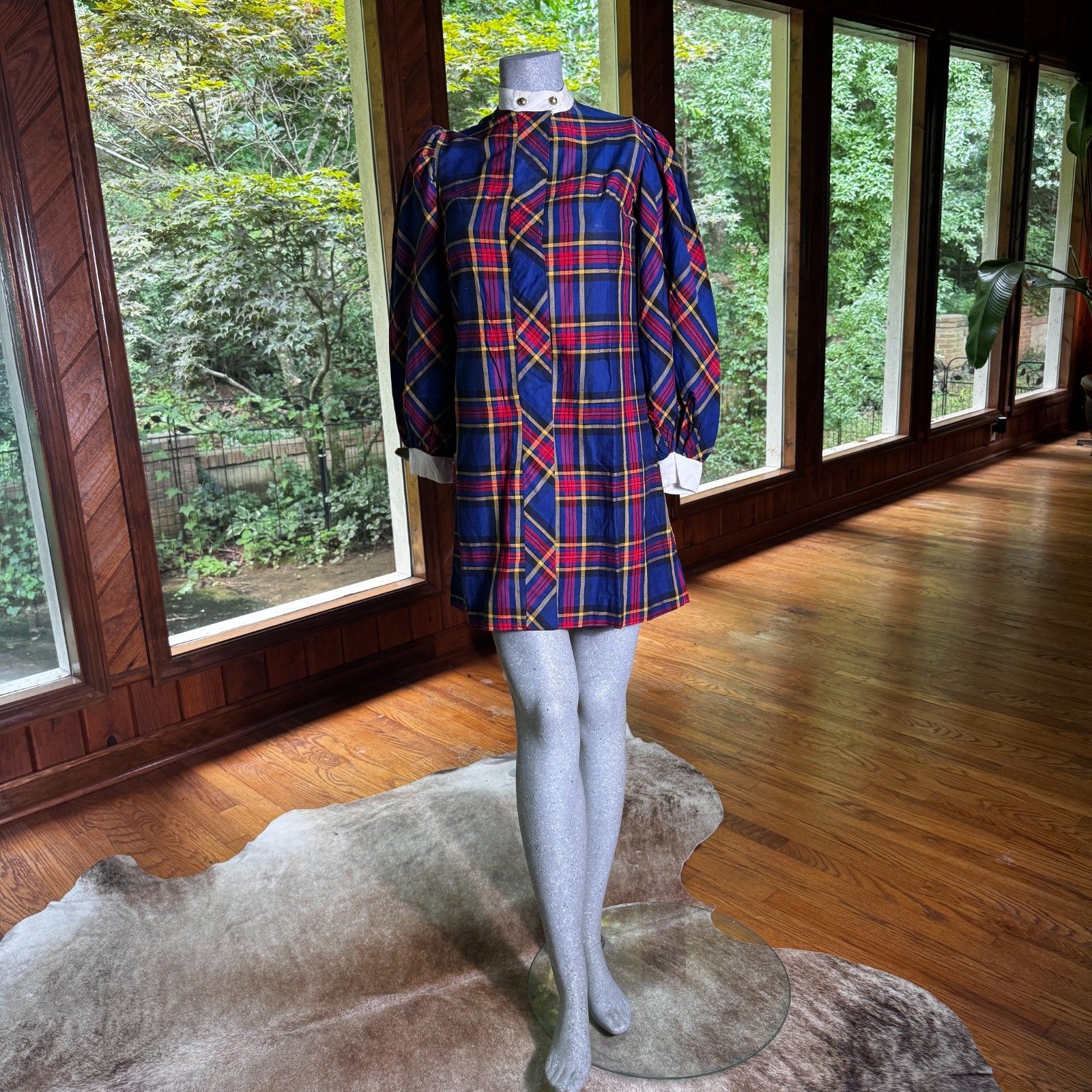 Vintage 60s 70s Jodeen Ann Tresnak Mod Schoolgirl Plaid Shift Dress Size Medium