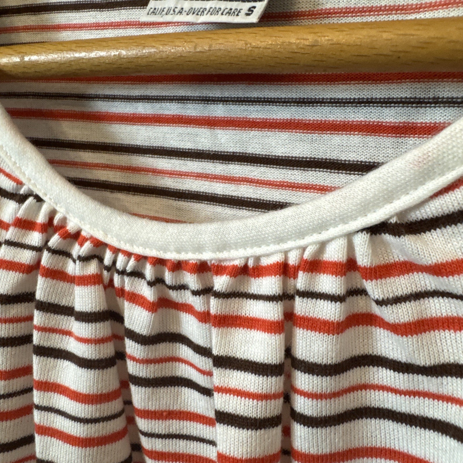 Vintage 70s Catalina Striped Bubble Hem Top Bow Tie Sleeves Womens S Red White