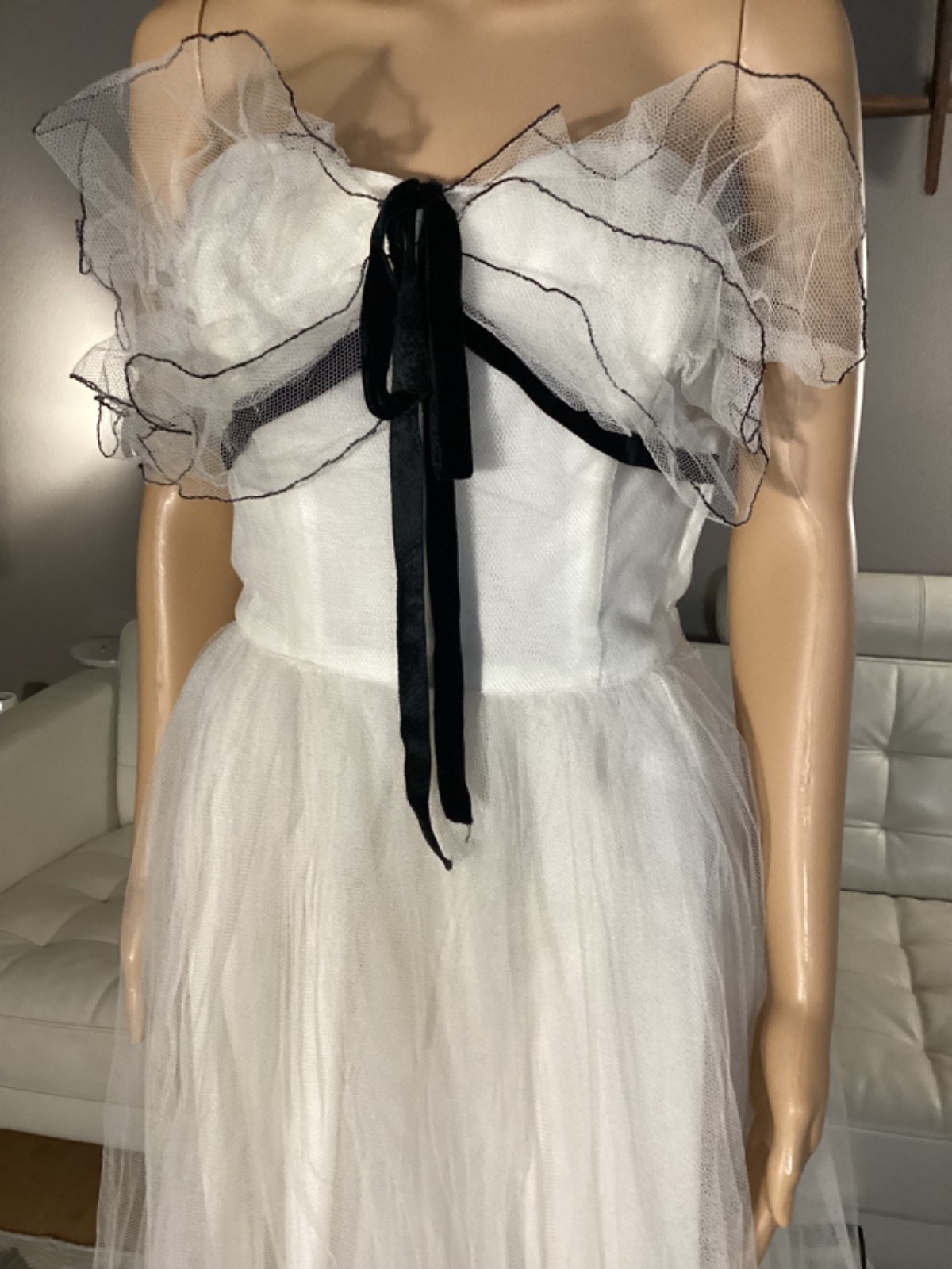 Vintage 1950&rsquo;s Will Steinman Original Black & White Tulle Strapless Party Dress