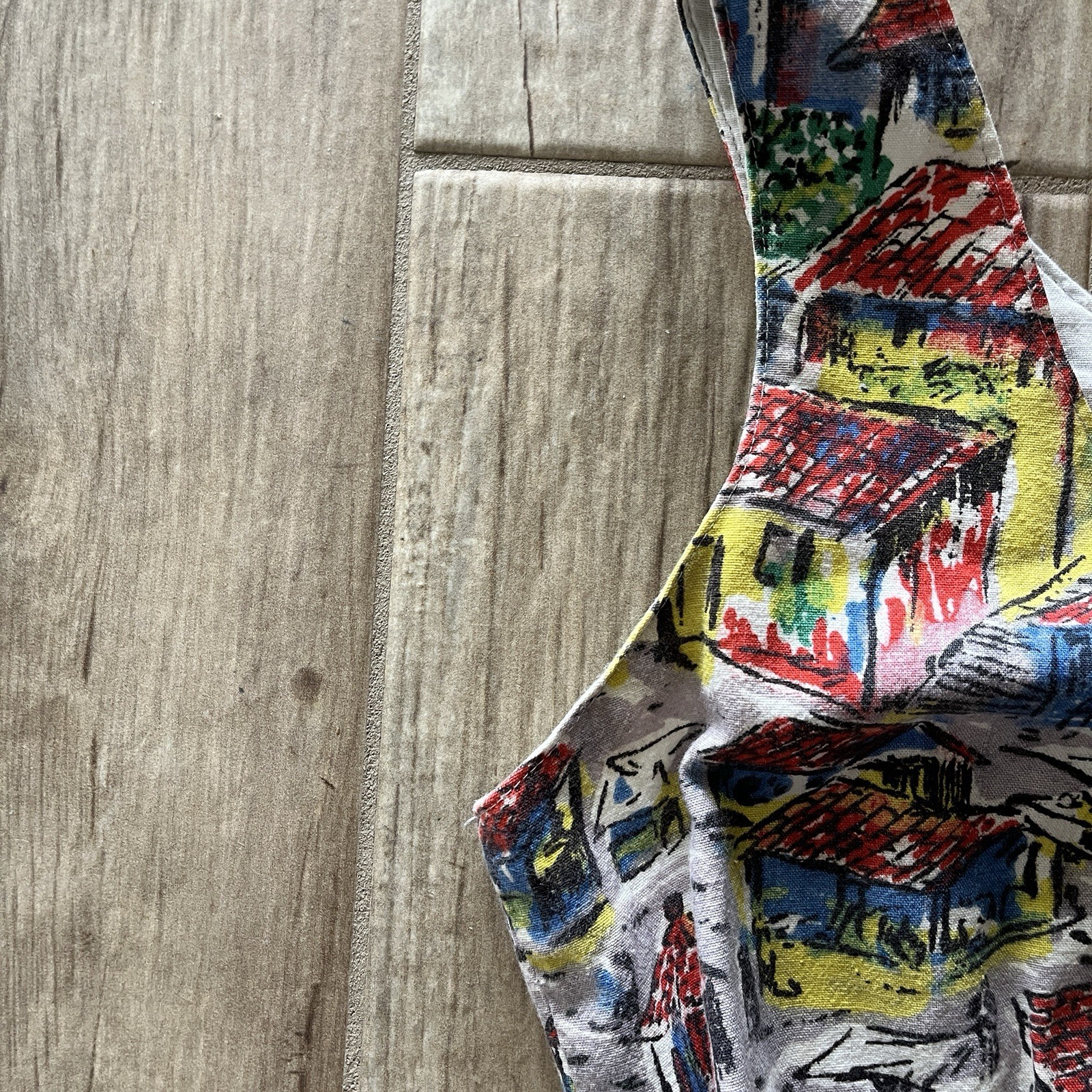 « Barkcloth » Fitted Dress Italy France Lined Scoop Neck Sleeveless Elegant Small