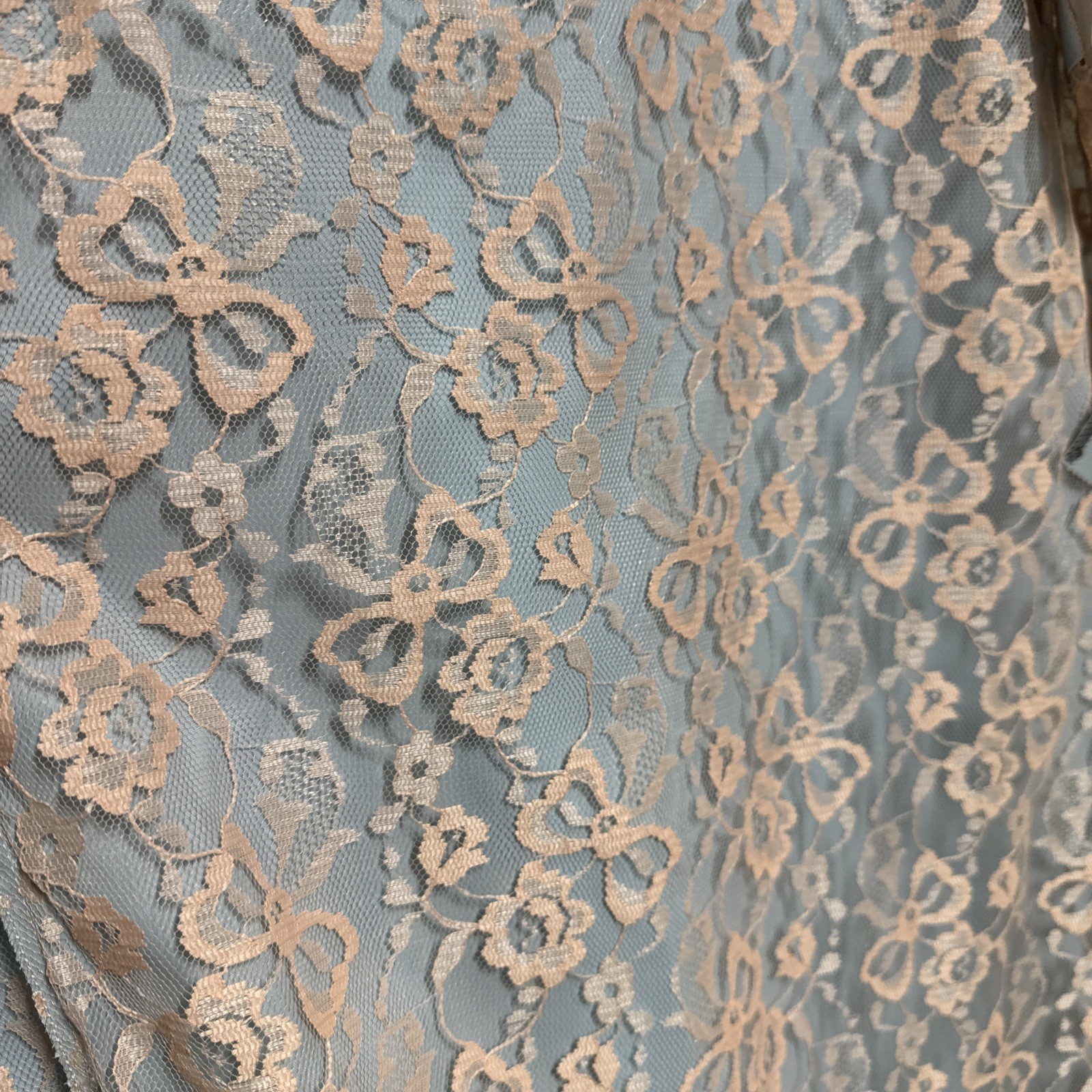 Odette Barsa Robe Size M Light Blue Ecru Lace Overlay NWT Gown Saks Fifth Avenue