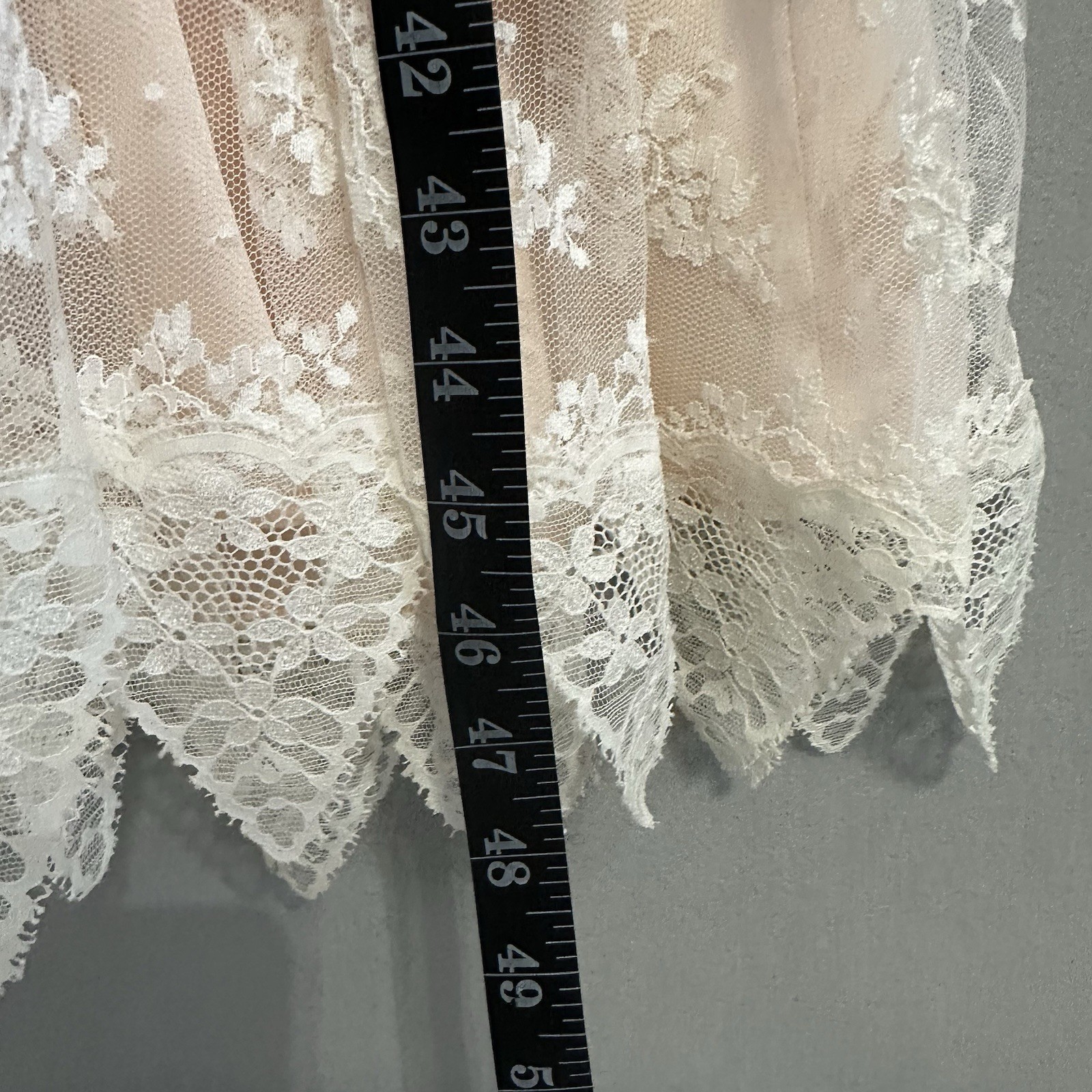 Vtg Jessica McClintock Romantic Victorian Floral Lace Dress Peach Cream SZ 8 USA