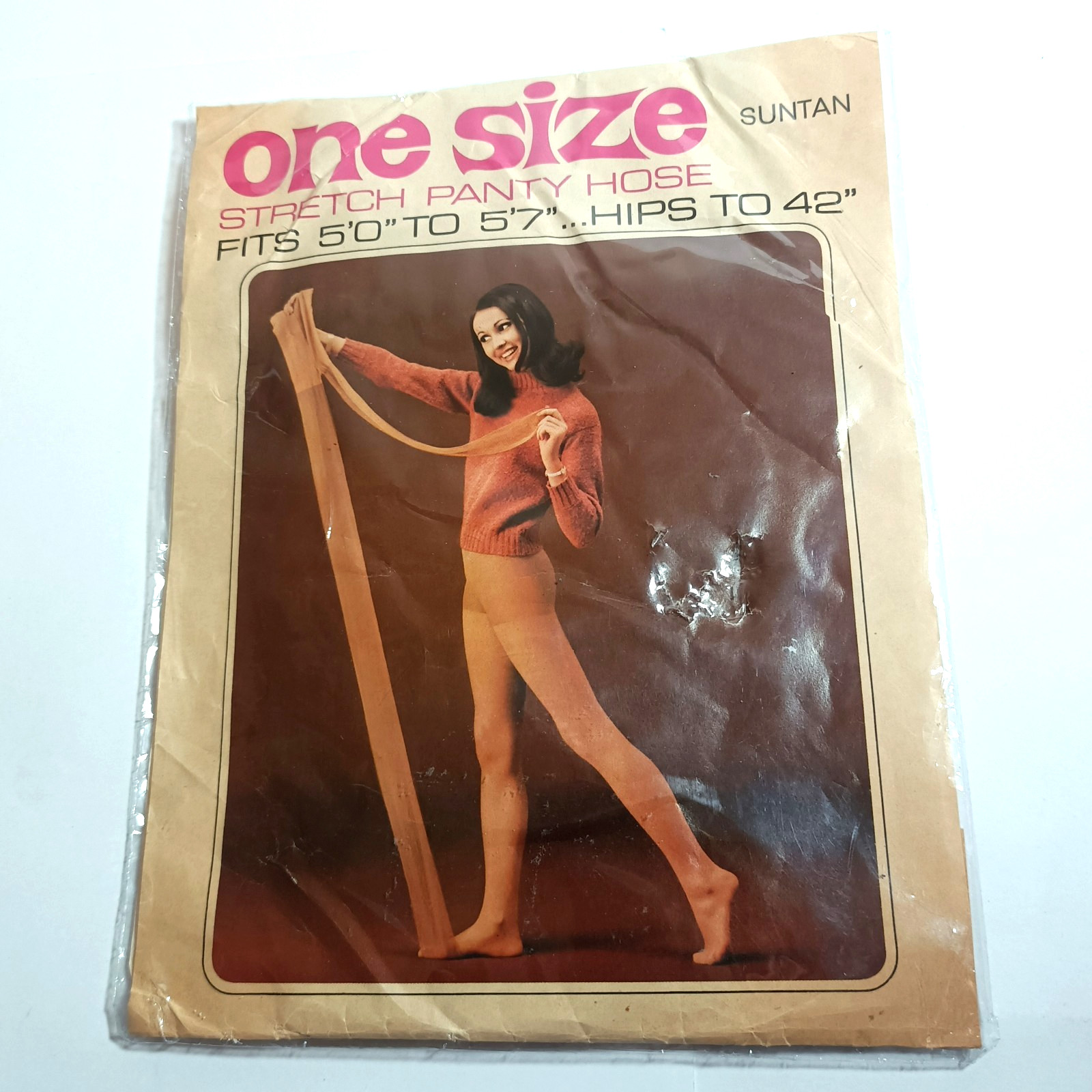 One Size Stretch Panty Hose vintage 1970s nylons unused Suntan West Germany
