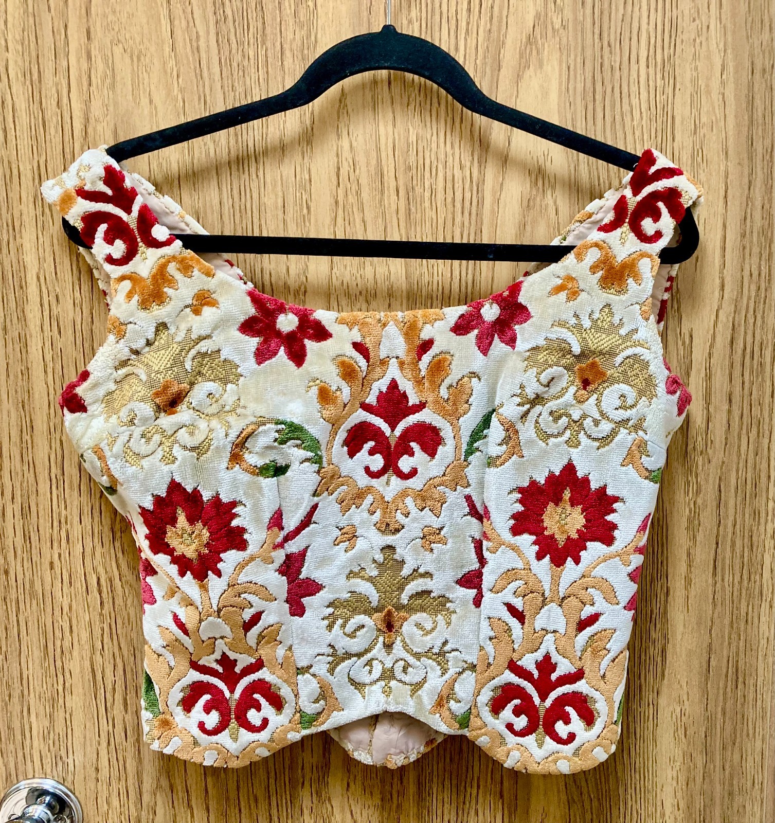 Vintage Handmade Bodice Medium Renaissance Sleeveless Shirt Flocked Upholstery
