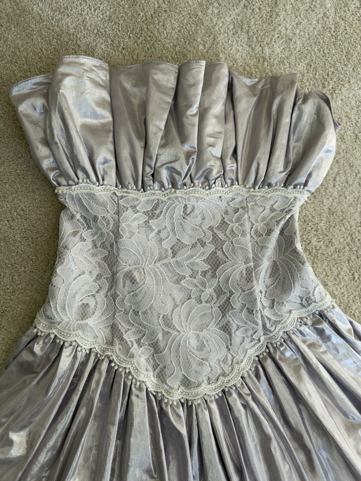 Vintage Scott McClintock Strapless Metallic Lace Dress | Size 8