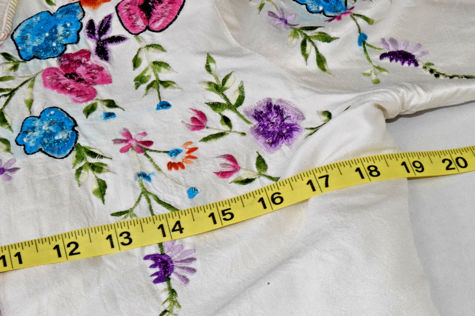 Vintage Silk Blazer Jacket Drapers & Damons Size S 90s Embroidered Floral Pearl