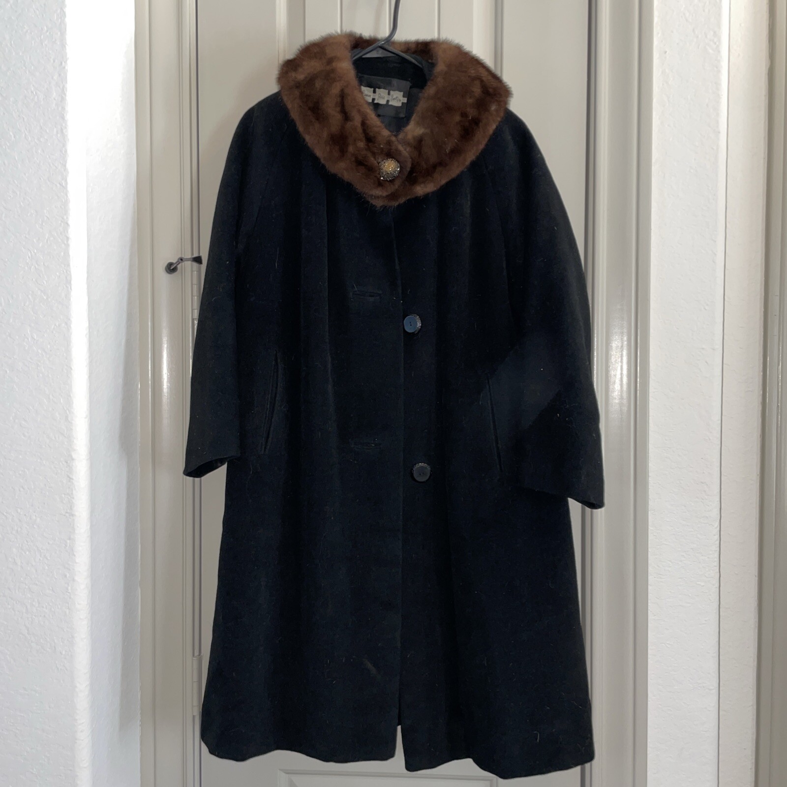 Vintage 1950s Shagmoor Masseys Mink Trim Carson Pirie Scott & Co. Dress Coat