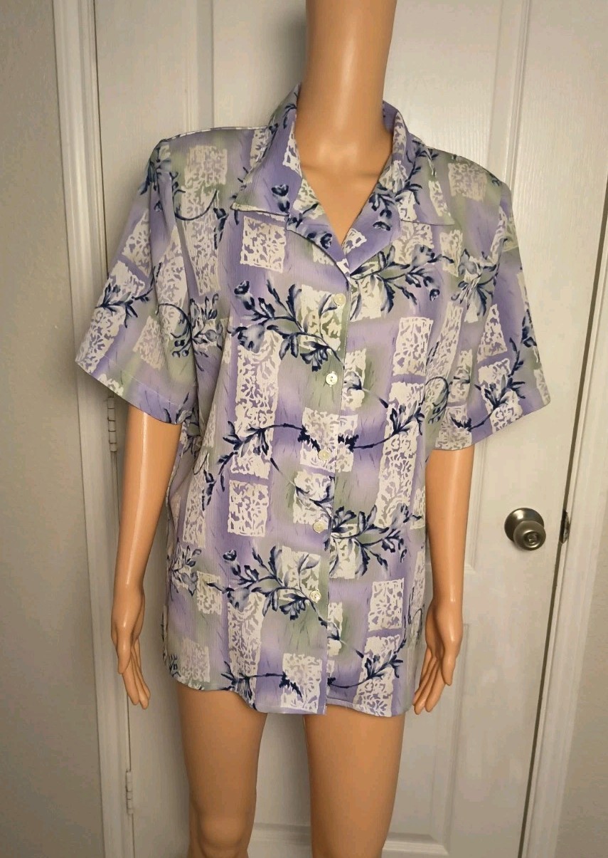 Vintage Patchwork Hawaiian Button Up Size 16 – Coastal Grandma Summer – D14