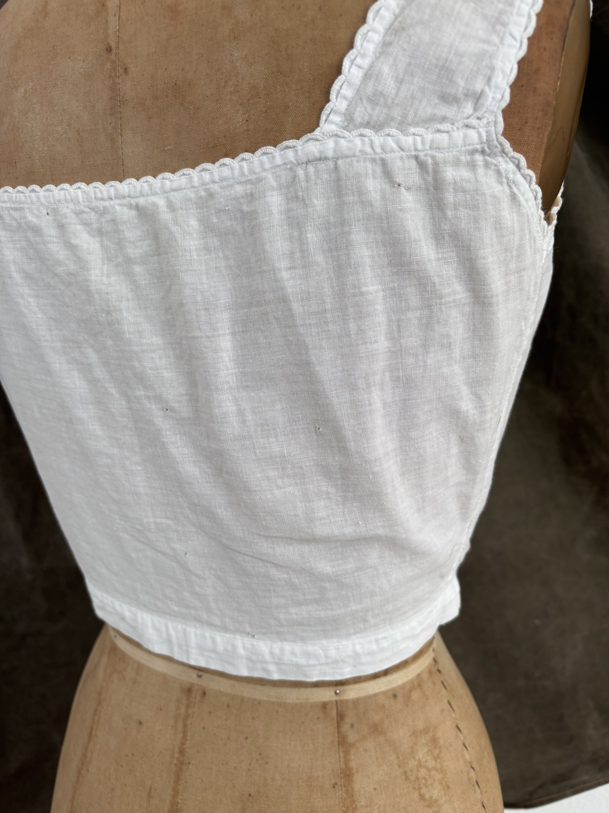 Antique Edwardian Linen Under Bodice Corset Top 1900s 1910s