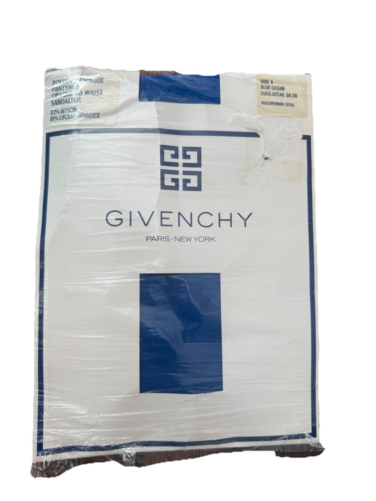Givenchy Pantyhose VTG 90’s Polished Opaque To Waist Size B Blue Ocean New