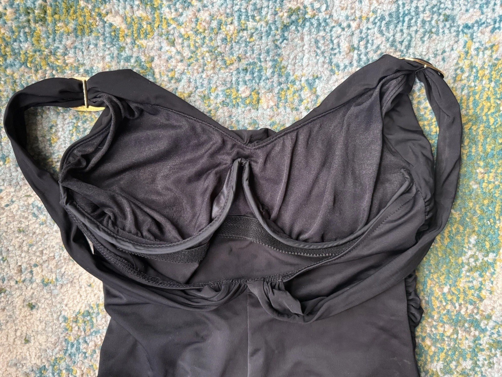 Vintage 90s Miraclesuit gathered deep v slimming one piece swimsuit, size 12