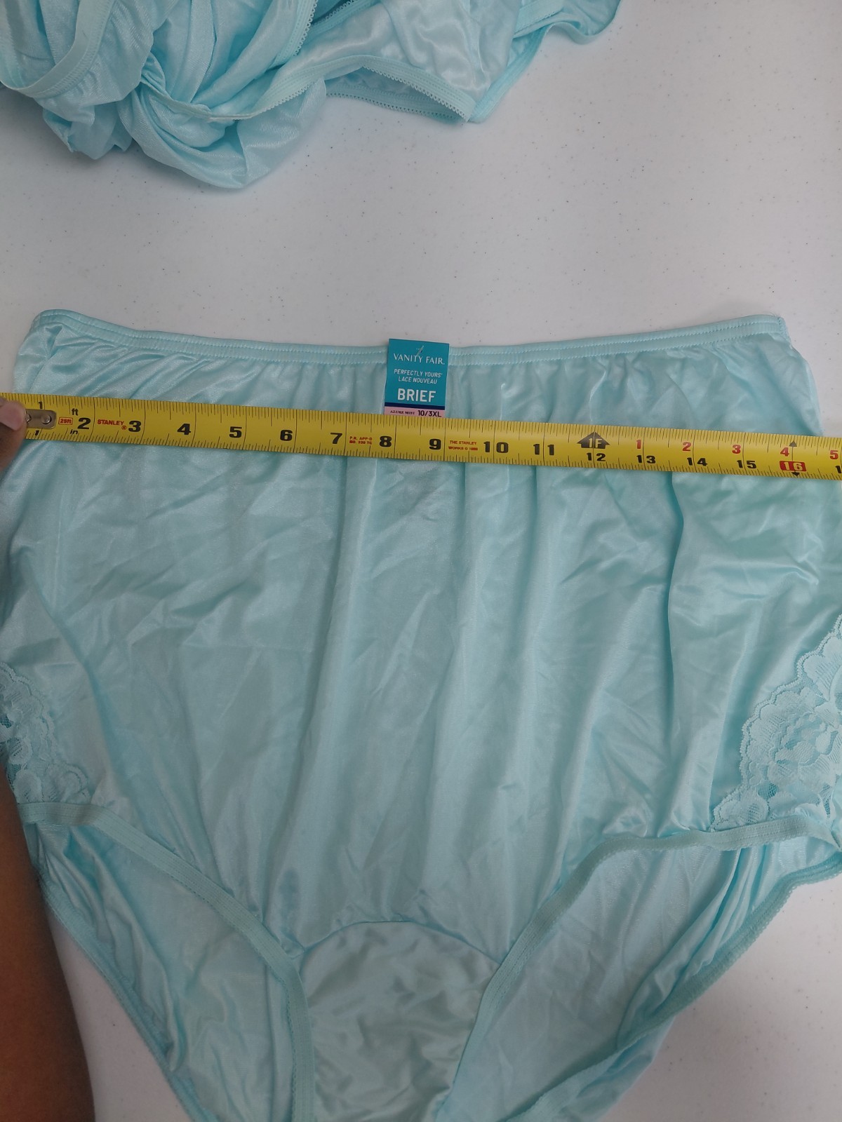 Vintage Light Blue Vanity Fair Granny Brief Size 10/3XL With Lace