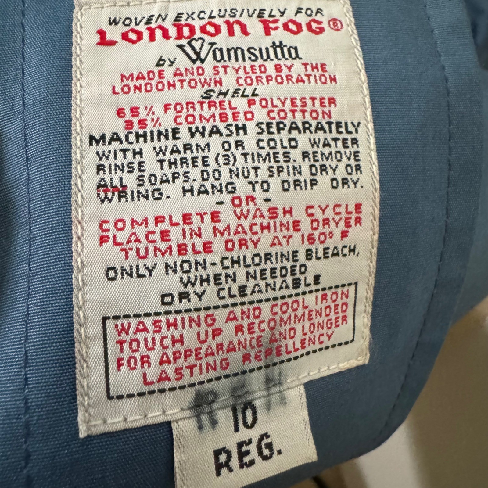 London Fog Vintage Blue Trench Coat Belted Long Rain Jacket Women&rsquo;s 10 Reg