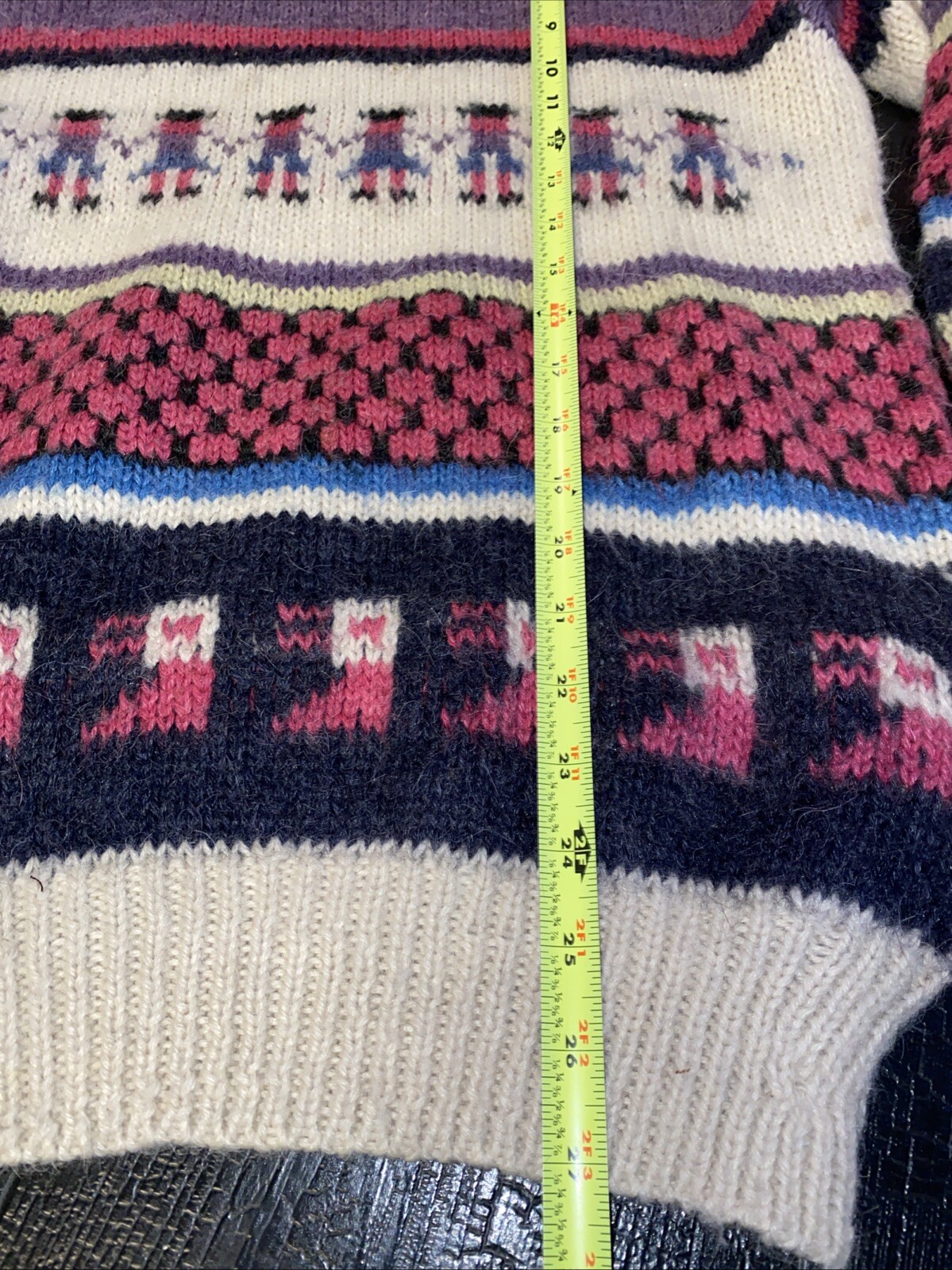 VTG Peruvian Alpaca Folk Hand Knitted Sweater Llama Peru Large Adult Unisex