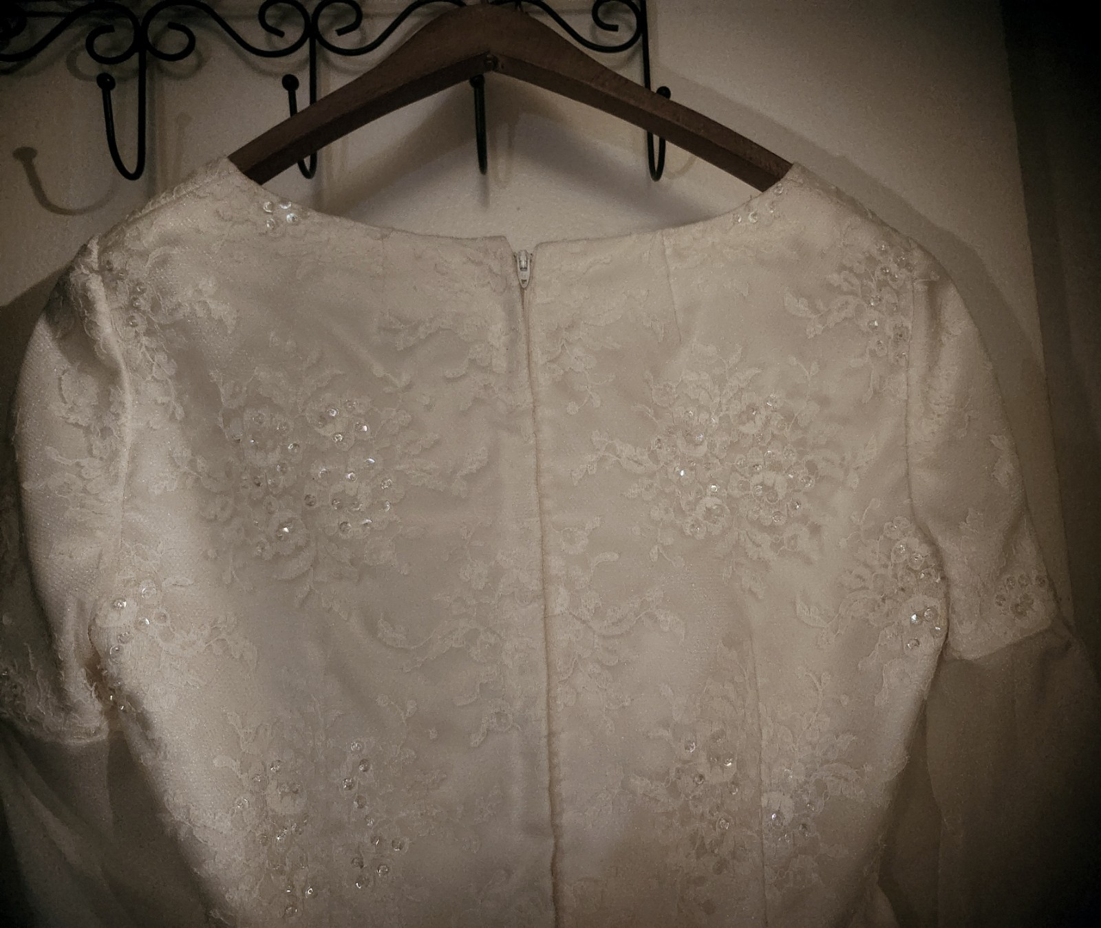 Vintage 70s Ivory Custom Hand Made Bridal Gown with Train