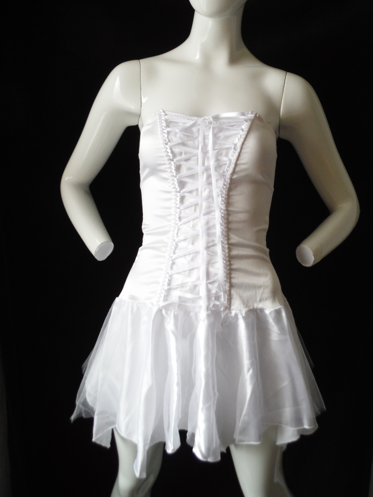 VTG Fredericks of Hollywood 90&rsquo;s New Sexy!! White Lingerie Dress Tie Up Bodice S