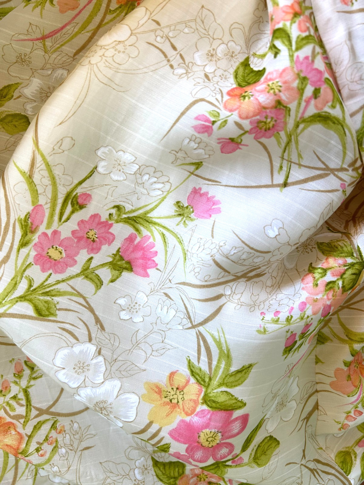 70s Floral Satin Hostess Dress Size Medium Maxi Collared V-Neck Long Sleeve EUC