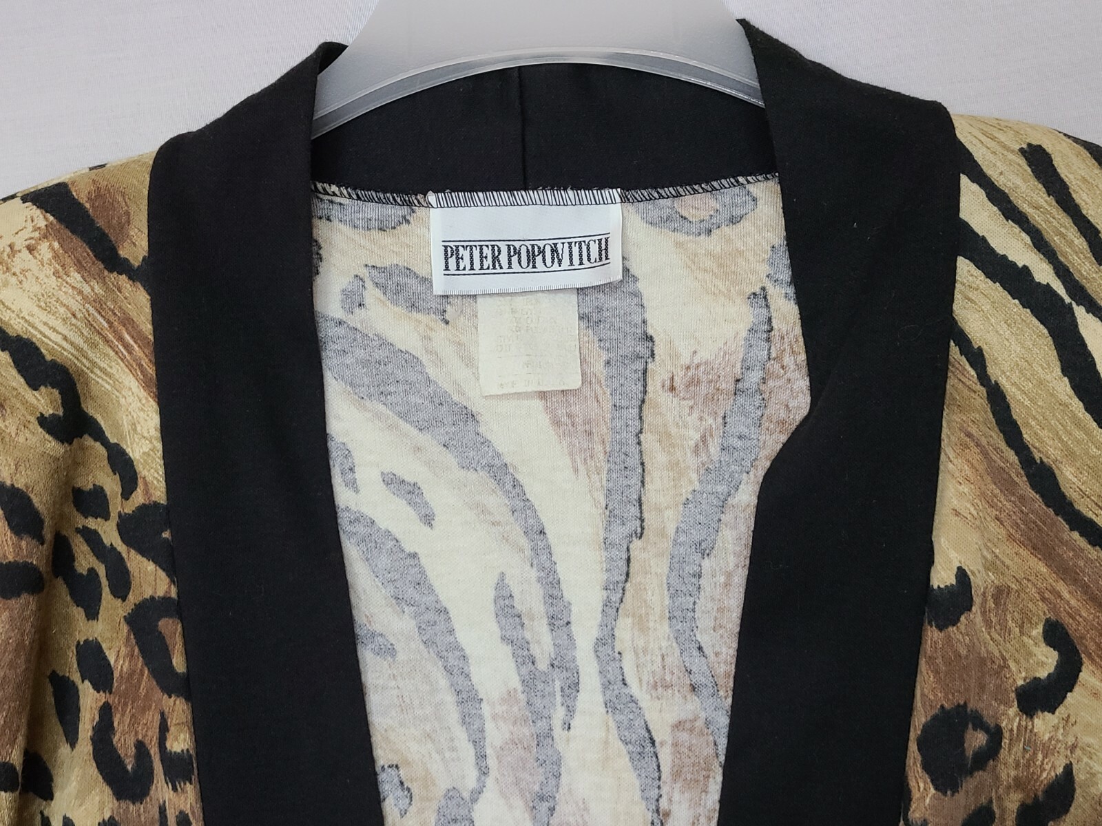Vtg Peter Popovitch Cardigan Leopard Cheetah Animal Print Open Front Sz M (A1)