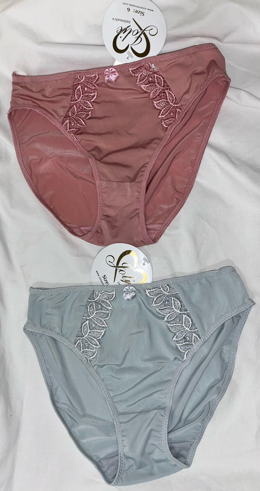 Vintage 90’s Y2K Jolie Intimates Panties Sz 6 / M Hi-Cut Leg Lace Detail