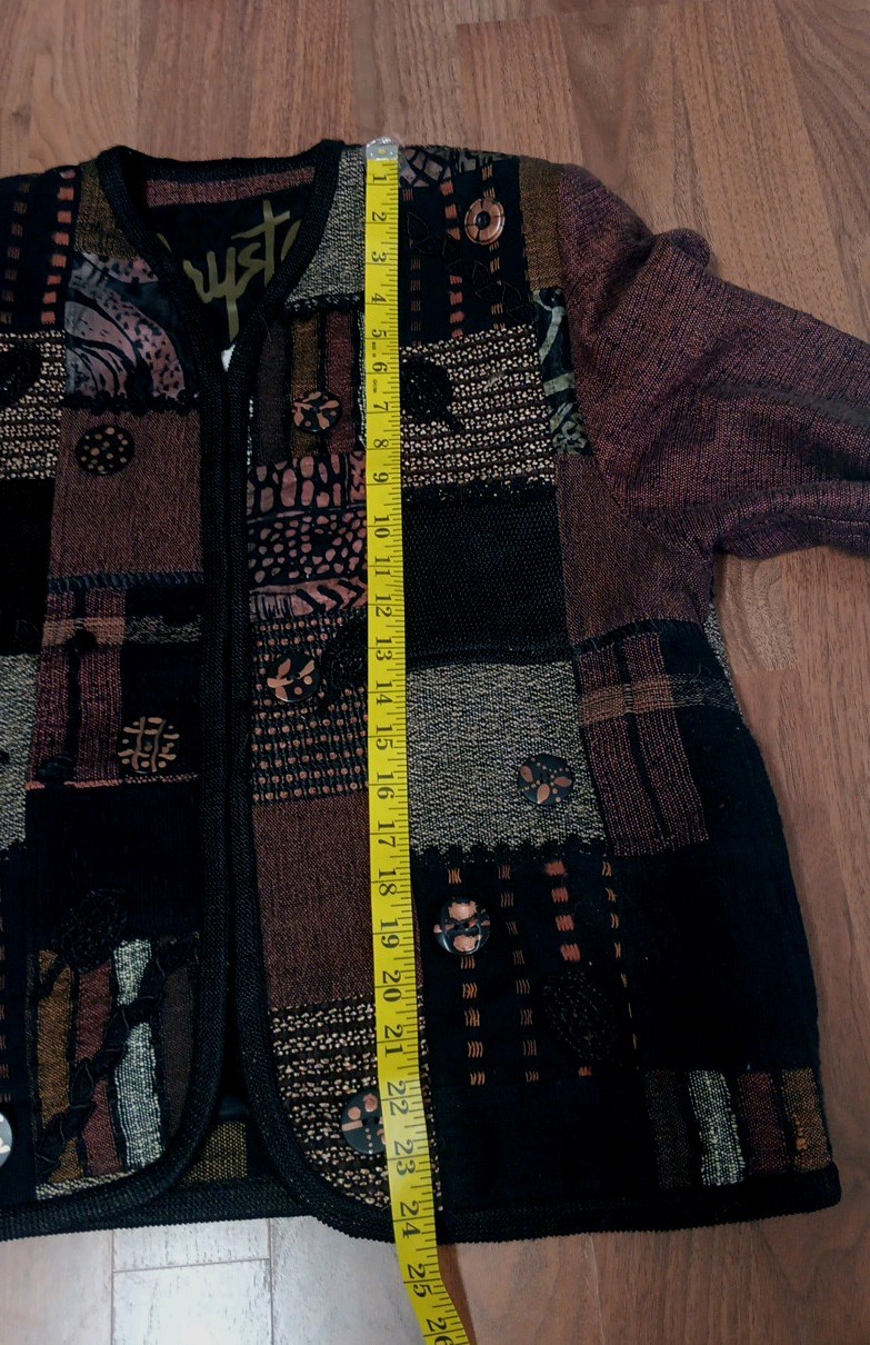 Crystal Vintage Womens Artsy Patchwork Long Sleeve Jacket Made In Colombia Small