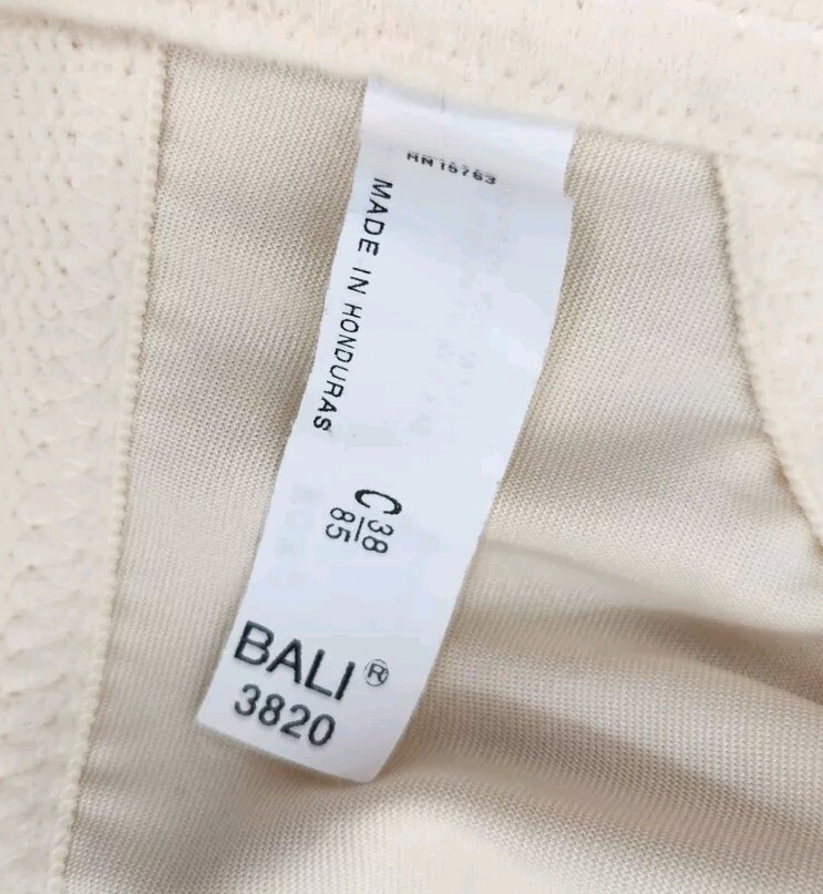 Vtg Bali Ivory Second Skin Satin Unlined Shiny Silky #3820 Bra! 38C